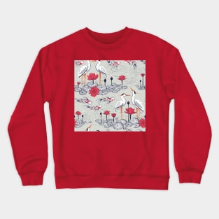 Koi fishes - Japanese carps, water lilies and cranes. Crewneck Sweatshirt